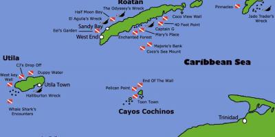 Insulele din Honduras hartă