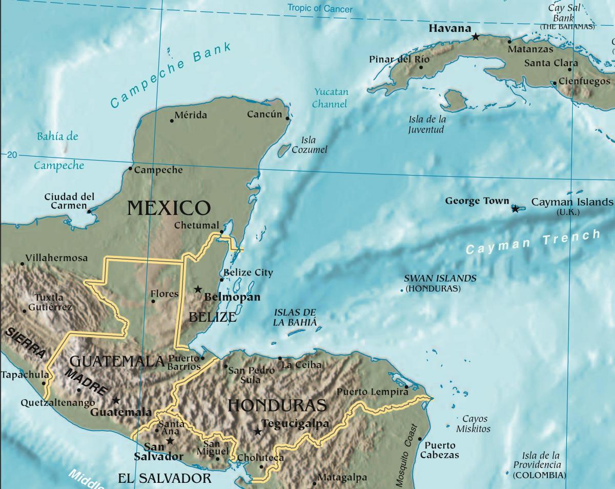 harta de golful Honduras