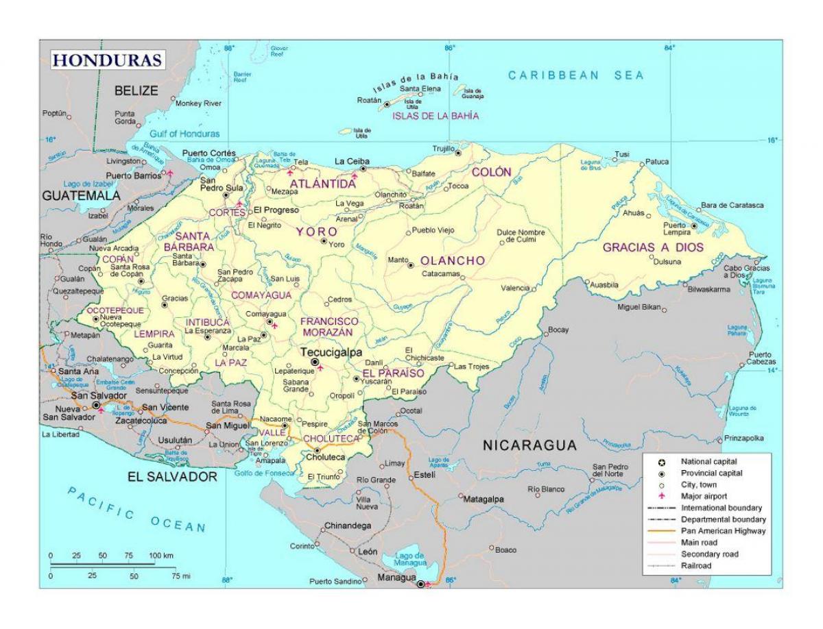 harta detaliată a Honduras