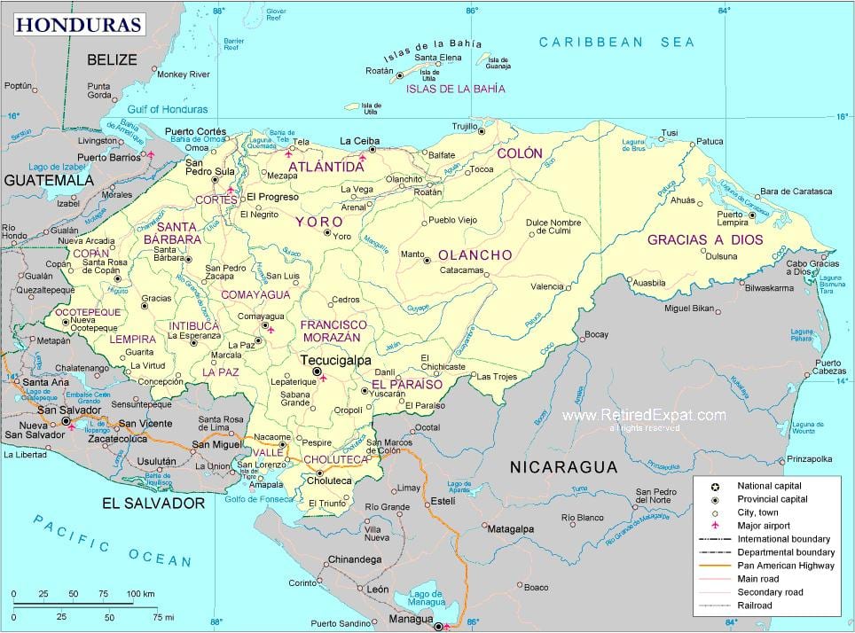 harta de harta politică din Honduras