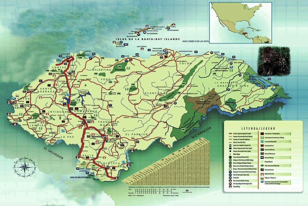 harta de geografie Honduras