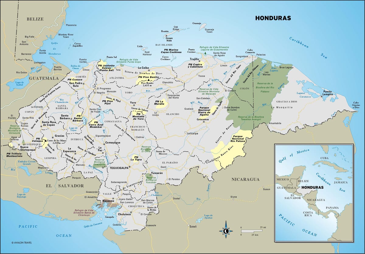 harta Honduras turistice