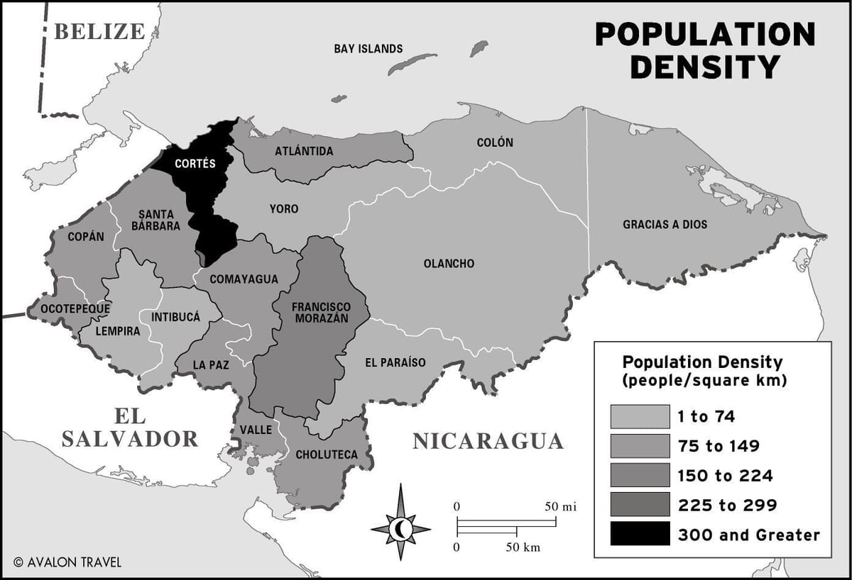 harta Honduras populației