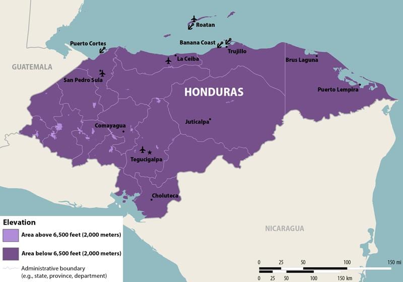harta Honduras zika