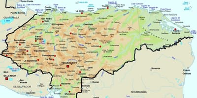 Harta Honduras și în țările din jur