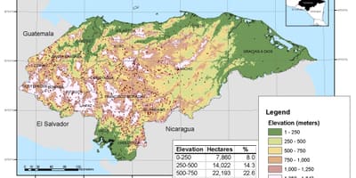 Harta Honduras altitudine